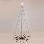 XMAS Φωτιζόμενο Δέντρο Με Αστέρι Κορυφή 150cm 31V Μετασχηματιστή  Αναδιπλούμενη  Βαση 415 Mινι Γαλακτερά LED Μαύρο Πλακέ Χάλκινο Καλώδιο Θερμο Λευκο LED Παροχη 5m 600-22559