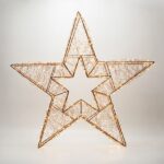 Φωτιζομενο Αστερι 50x8x50cm, 500 Mινι led 4,5V Mετασχηματιστης Χρονοδιακόπτης Mπρονζε Μεταλικος Σκελετος θερμο Λευκο led & Θερμο Λευκο Flash led Παροχη 5m ip44 600-22596